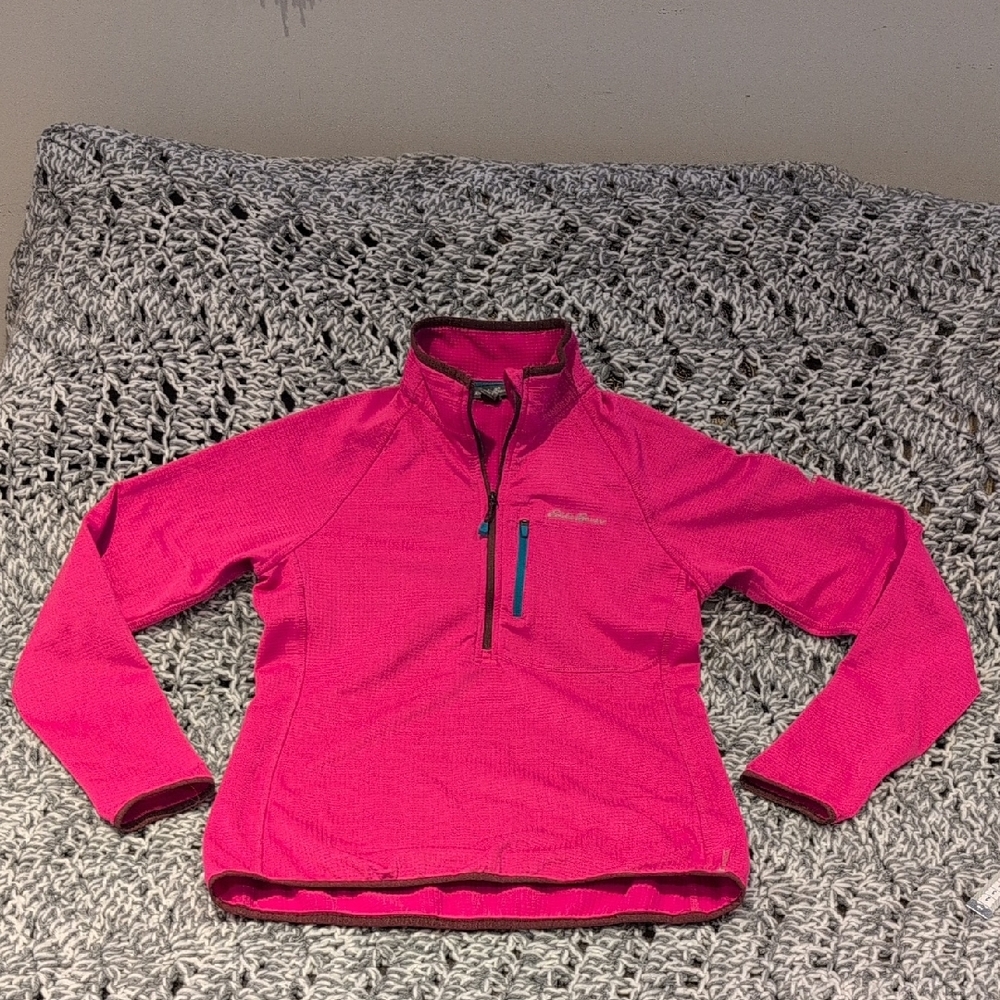 312 - Eddie Bauer, Pink Quarter‑Zip Fleece ✨ Electric Fuchsia •